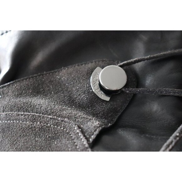 Moncler Women's Size 37 Black Wedge Boots Suede Lace Up Mid-Calf Round Toe Shoes - Picture 2 of 9